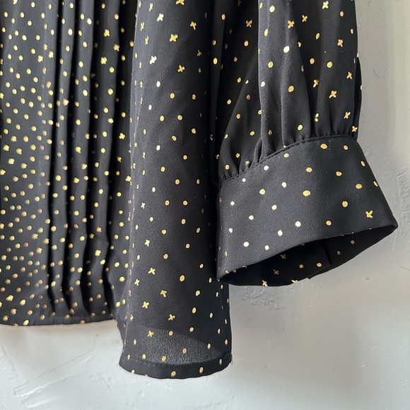 Black and Metallic Gold Dotted Blouse, size 3XL, Ava and Viv brand, NWOT - Picture 3 of 9